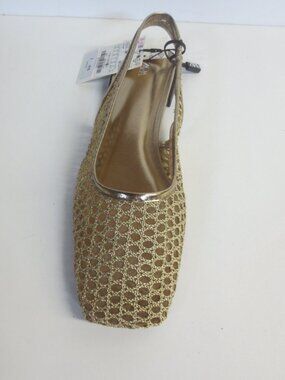 ZARA WOMEN'S MESH GOLD SLINGBACK SHOES - GOLD - US 9